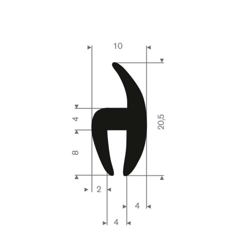 rudeprofil 20x10 mm fast gummi